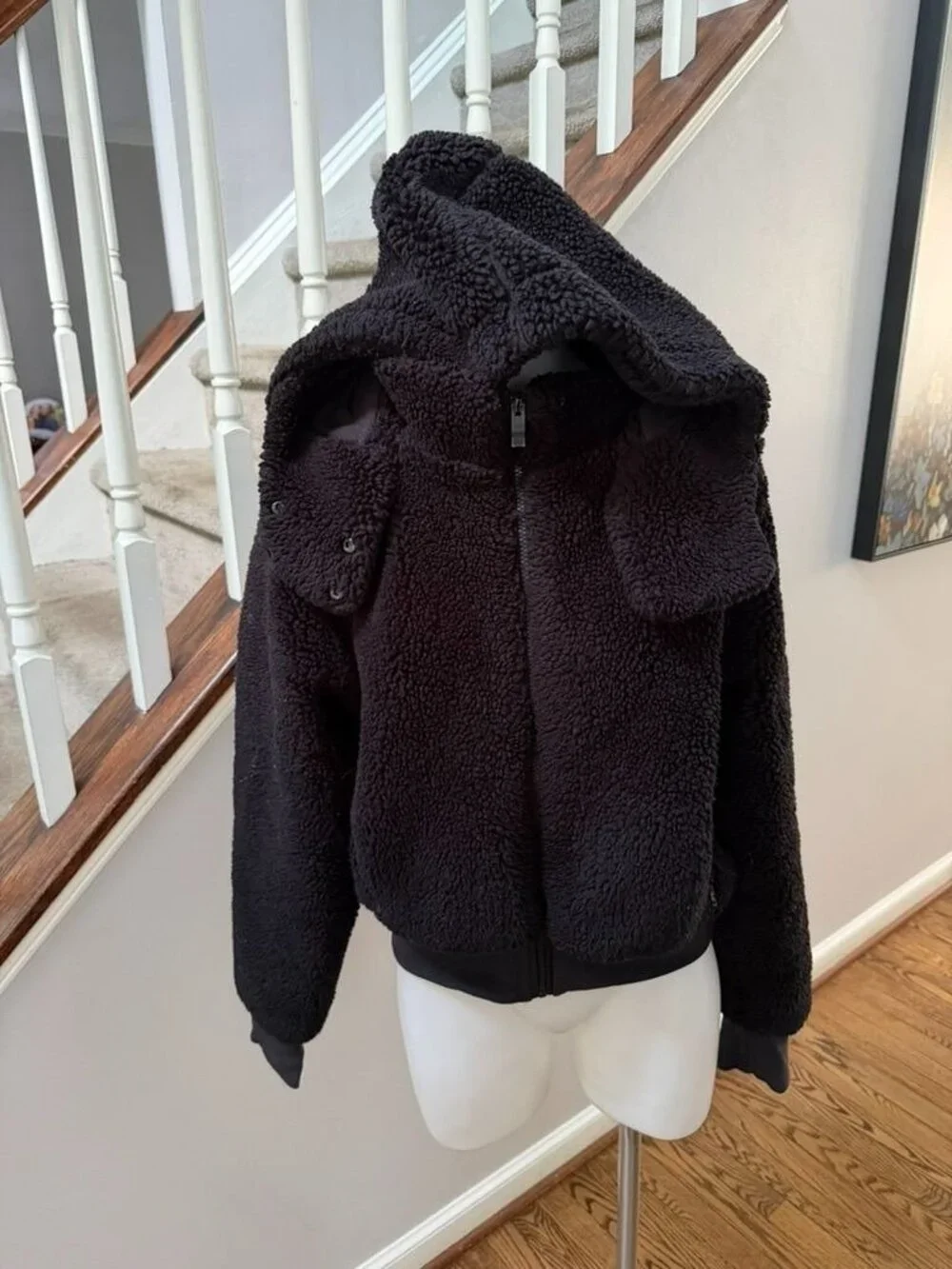 Alo Yoga Foxy Sherpa Jacket Womens Black Fleece Full Zip Small